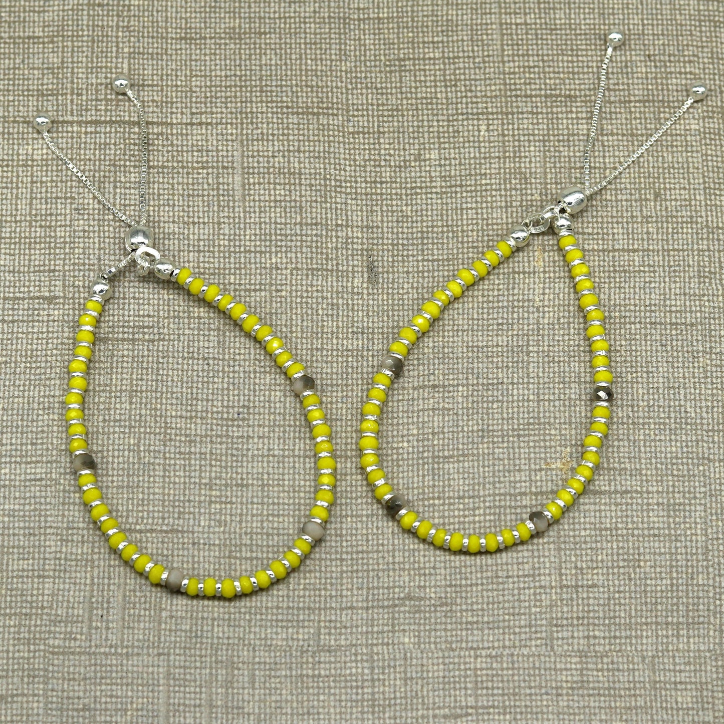 7" 925 sterling silver gorgeous silver and yellow beads adjustable bracelet, charm bracelet, customized bracelet girl's jewelry sbr164 - TRIBAL ORNAMENTS