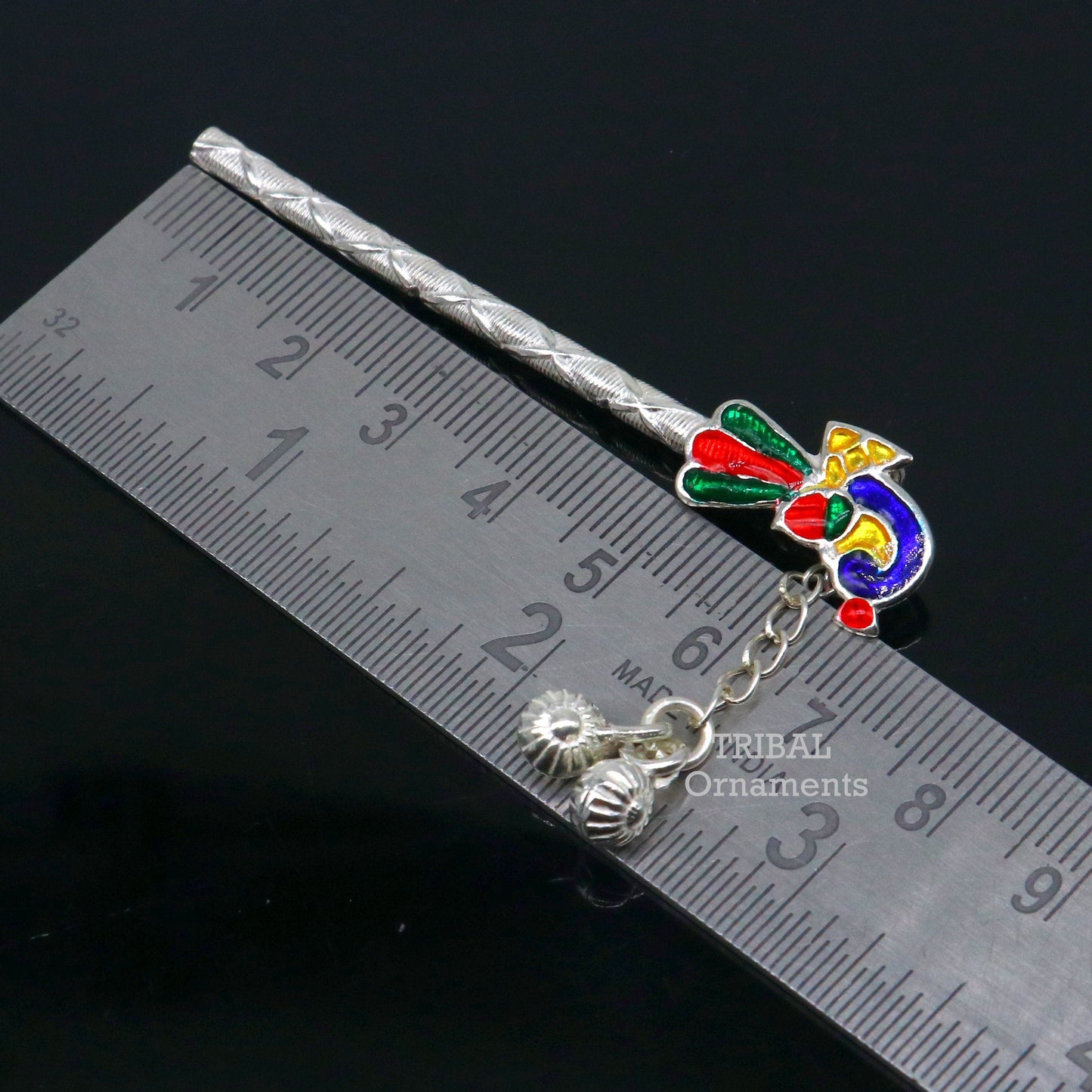 7 cm long sterling silver handmade idol baby Krishna flute, silver bansuri, laddu gopala flute, little krishna flute puja art su793 - TRIBAL ORNAMENTS