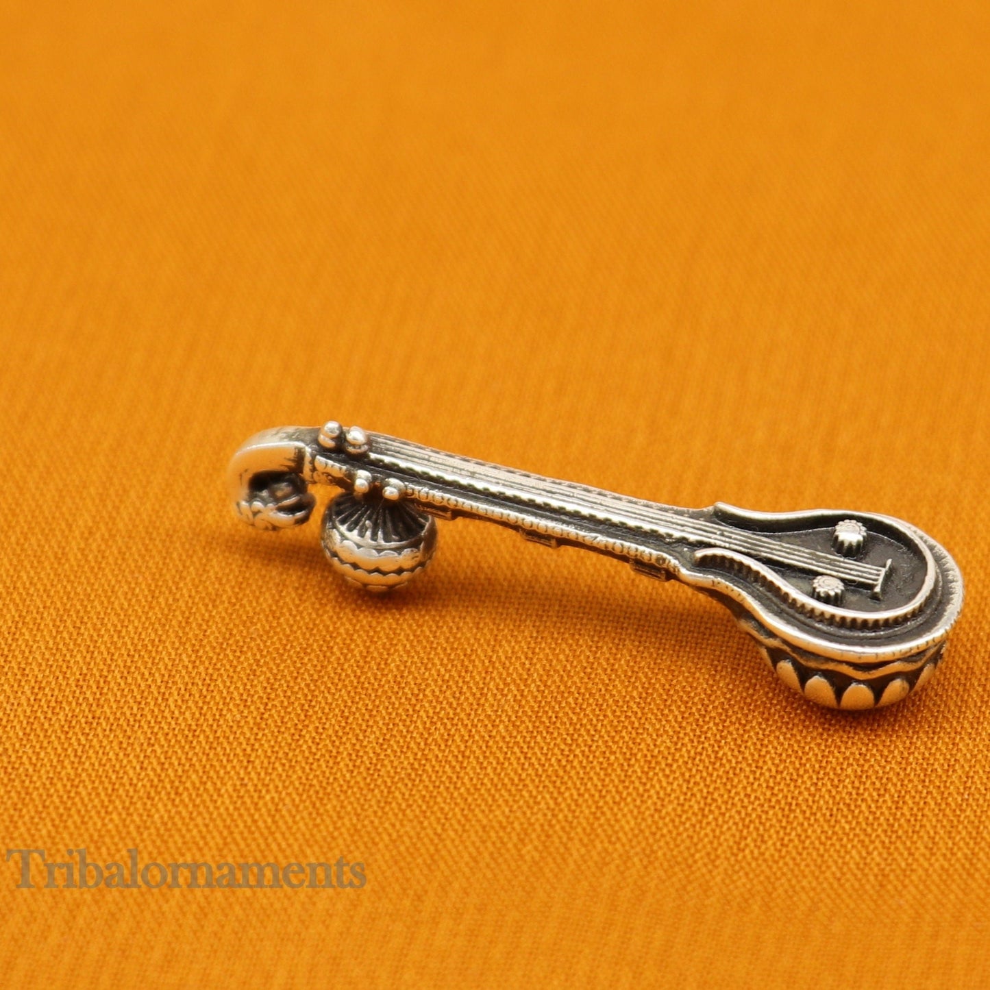 Small Saraswati Veena, 925 sterling silver musical instrument Veena for Goddess Sharda, best gifting puja article for Hindu temple su514 - TRIBAL ORNAMENTS