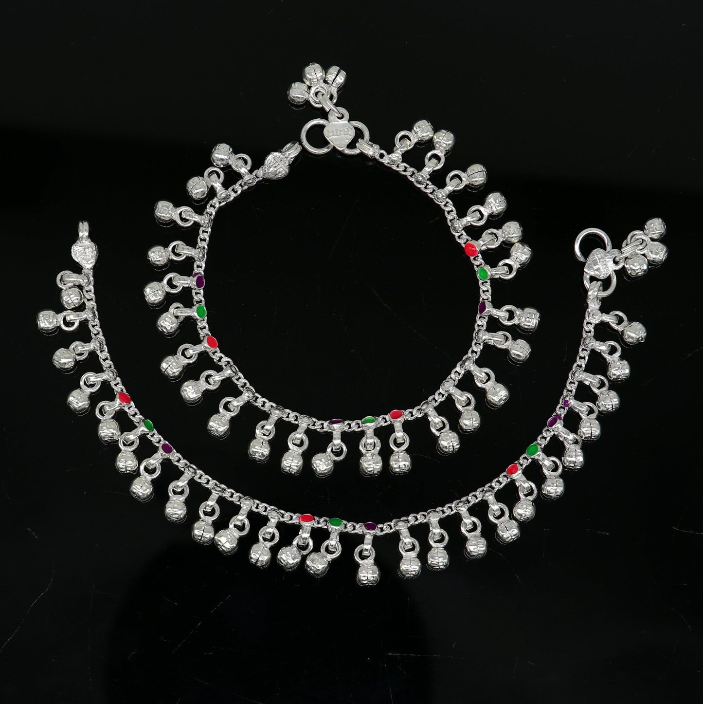 7" inches long custom amazing waved jingling bells baby anklets, special gift for your princes baby/teenager anklets foot bracelet ank371 - TRIBAL ORNAMENTS