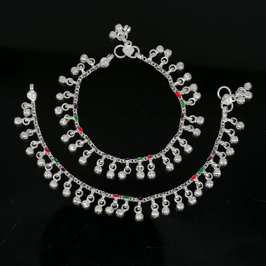 7" inches long custom amazing waved jingling bells baby anklets, special gift for your princes baby/teenager anklets foot bracelet ank371 - TRIBAL ORNAMENTS