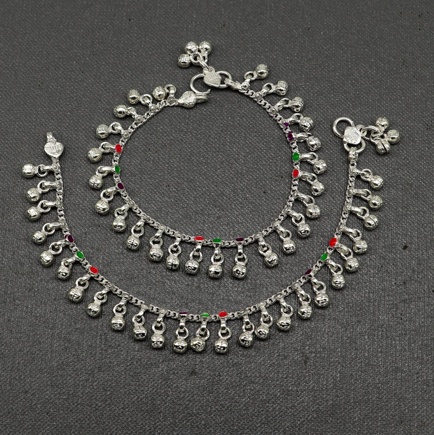 7" inches long custom amazing waved jingling bells baby anklets, special gift for your princes baby/teenager anklets foot bracelet ank371 - TRIBAL ORNAMENTS