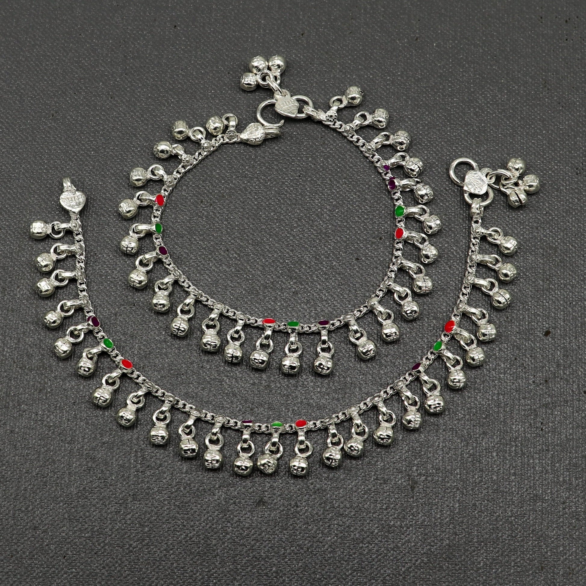 7" inches long custom amazing waved jingling bells baby anklets, special gift for your princes baby/teenager anklets foot bracelet ank371 - TRIBAL ORNAMENTS