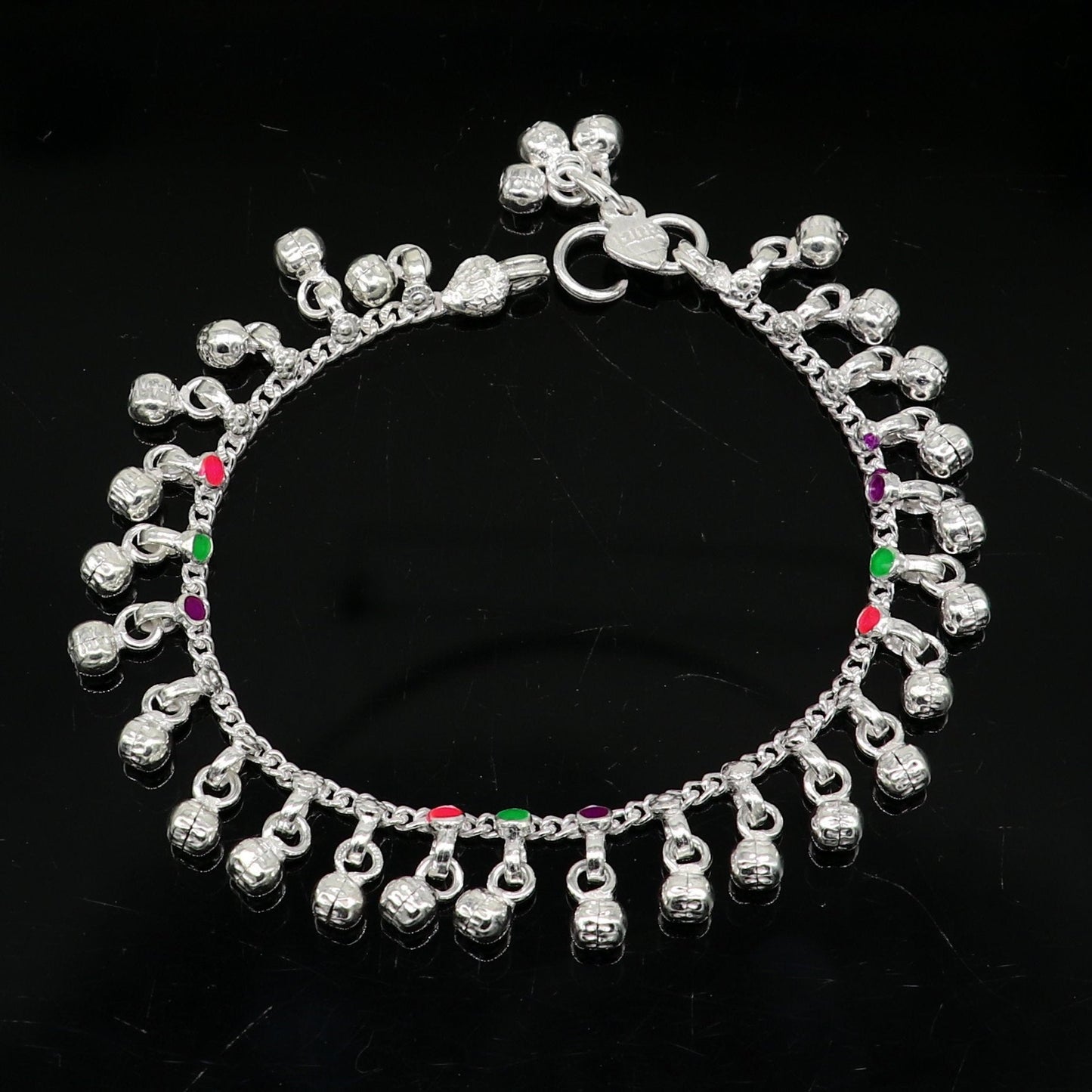 7" inches long custom amazing waved jingling bells baby anklets, special gift for your princes baby/teenager anklets foot bracelet ank371 - TRIBAL ORNAMENTS