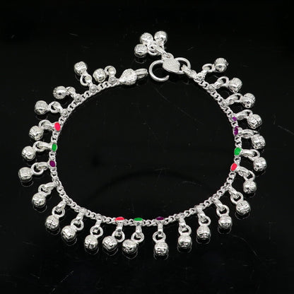 7-inch tribal baby anklets with waved jingling bells, featuring colorful beads and intricate designs for infants and teenagers.