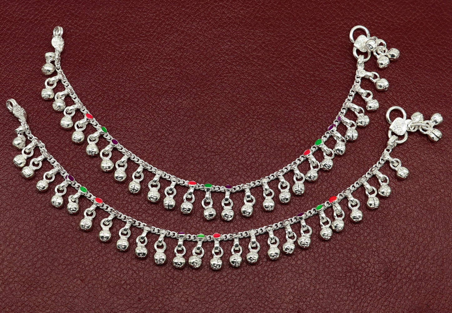 7" inches long custom amazing waved jingling bells baby anklets, special gift for your princes baby/teenager anklets foot bracelet ank371 - TRIBAL ORNAMENTS