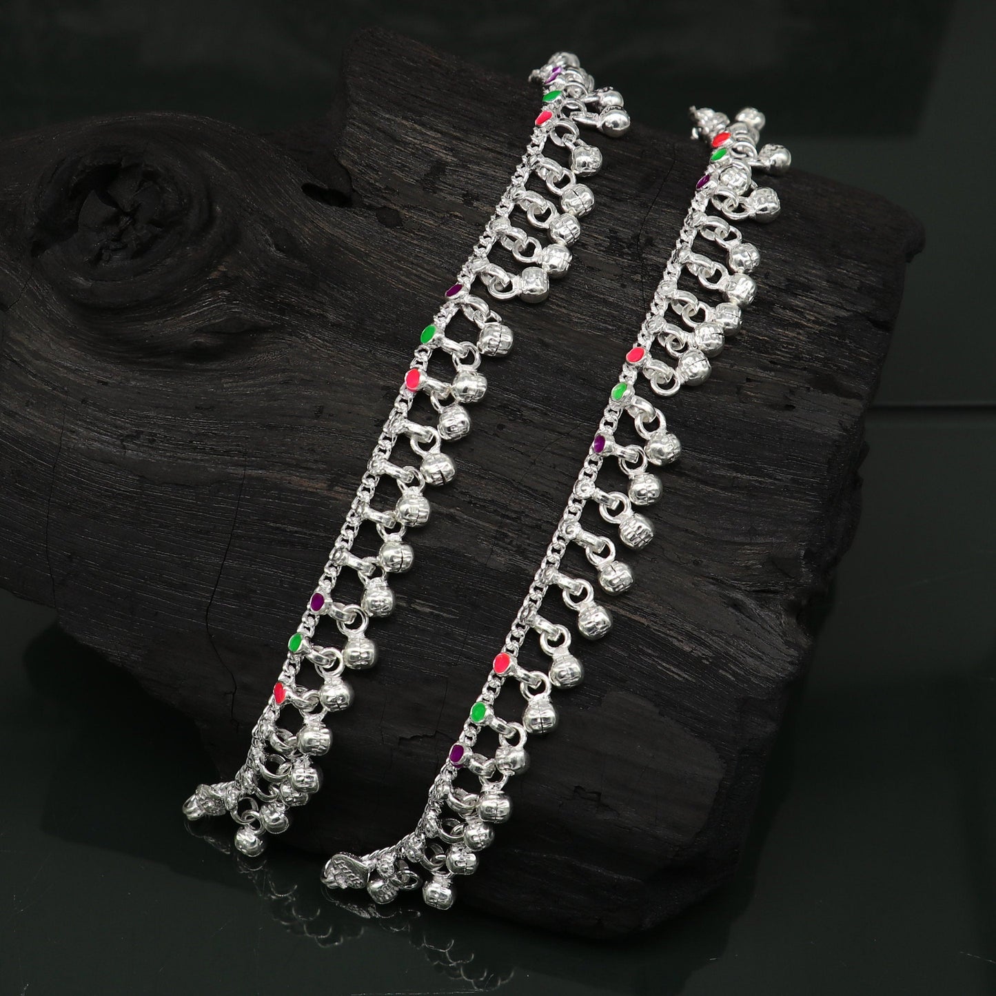 7" inches long custom amazing waved jingling bells baby anklets, special gift for your princes baby/teenager anklets foot bracelet ank371 - TRIBAL ORNAMENTS