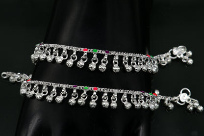 7-inch long tribal baby anklet with waving jingling bells, featuring colorful beads and a foot bracelet design for babies and teenagers.