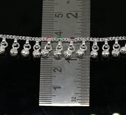 Tribal Ornaments 7-inch baby anklets with waved jingling bells, decorative foot bracelet for infants and teenagers.