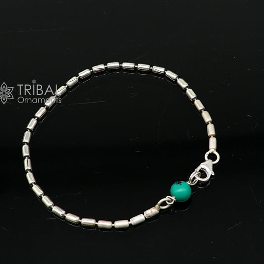 7" inches long vintage design 925 sterling silver handmade chain flexible customized bracelet girl's or boy's tribal jewelry india sbr682 - TRIBAL ORNAMENTS