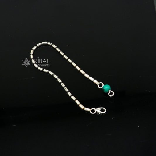 7" inches long vintage design 925 sterling silver handmade chain flexible customized bracelet girl's or boy's tribal jewelry india sbr682 - TRIBAL ORNAMENTS