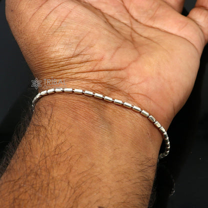 925 sterling silver handmade flexible tribal bracelet with vintage design, suitable for girls or boys, custom length from Tribal Ornaments.