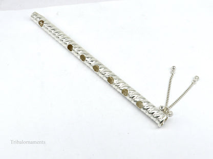 7" long handmade sterling silver stunning divine Lord Krishna flute, Amazing krishna gifting silver accessories, puja utensils su389 - TRIBAL ORNAMENTS