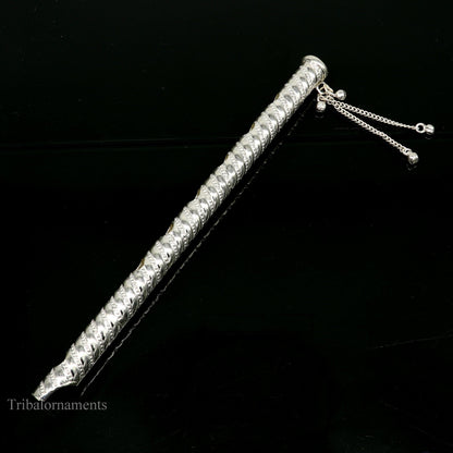 7" long handmade sterling silver stunning divine Lord Krishna flute, Amazing krishna gifting silver accessories, puja utensils su389 - TRIBAL ORNAMENTS