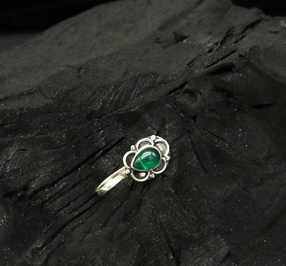 7mm 925 sterling silver single stone nose pin, clip on nose pin, customized flower designer nose plug ,best party wear fancy jewelry np112 - TRIBAL ORNAMENTS