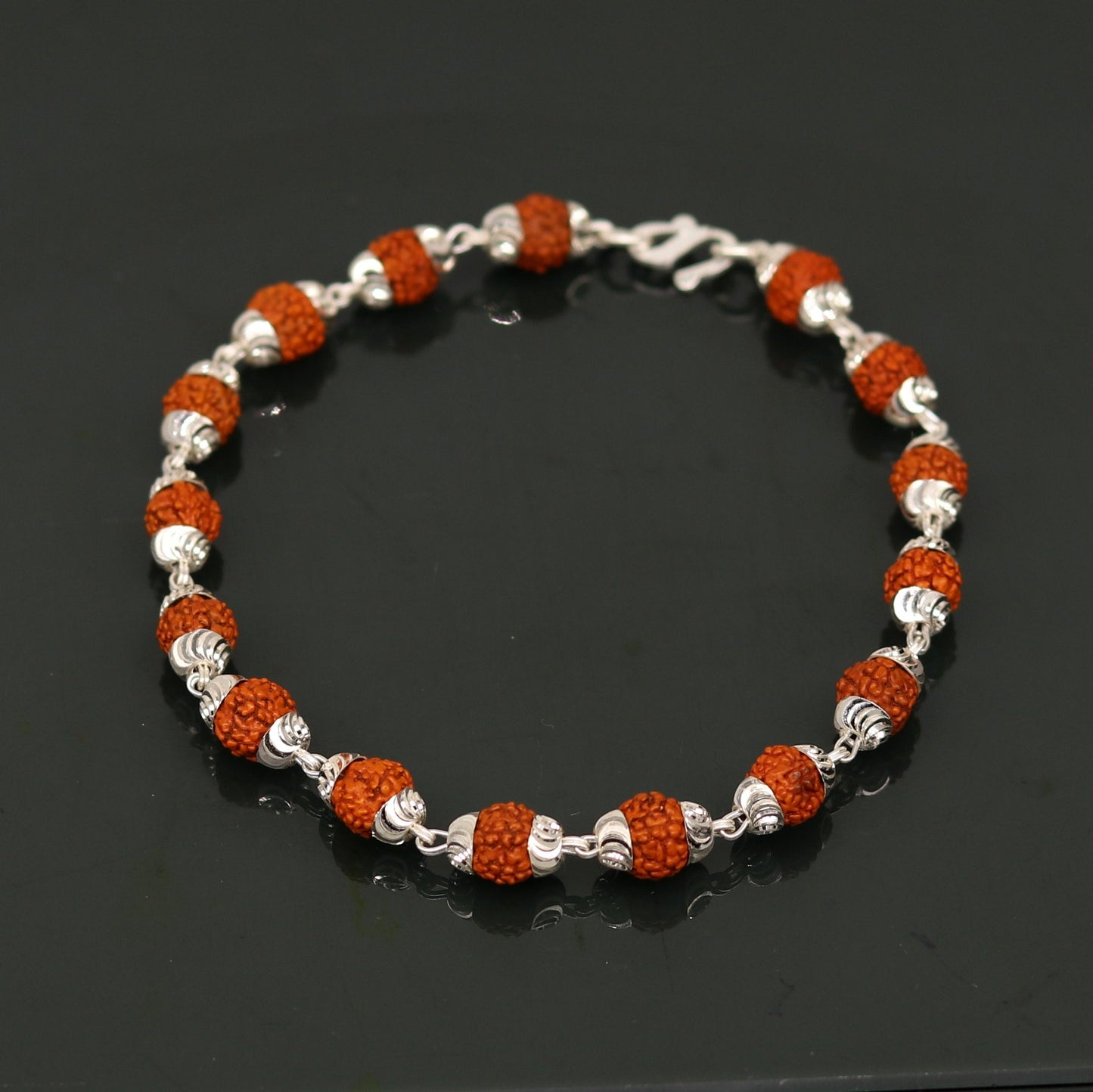 8.2" long handmade gorgeous Rudraksha beads bracelet, excellent customized gifting personalized unisex jewelry from india sbr197 - TRIBAL ORNAMENTS