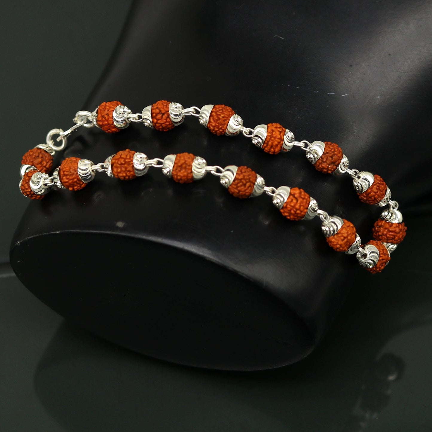 8.2" long handmade gorgeous Rudraksha beads bracelet, excellent customized gifting personalized unisex jewelry from india sbr197 - TRIBAL ORNAMENTS