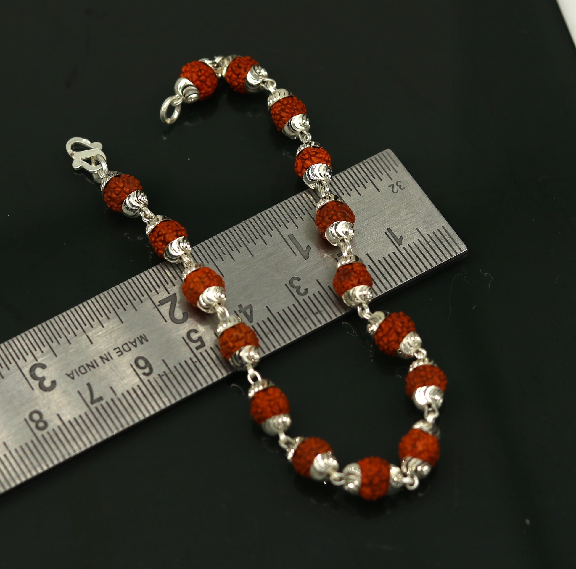 8.2" long handmade gorgeous Rudraksha beads bracelet, excellent customized gifting personalized unisex jewelry from india sbr197 - TRIBAL ORNAMENTS