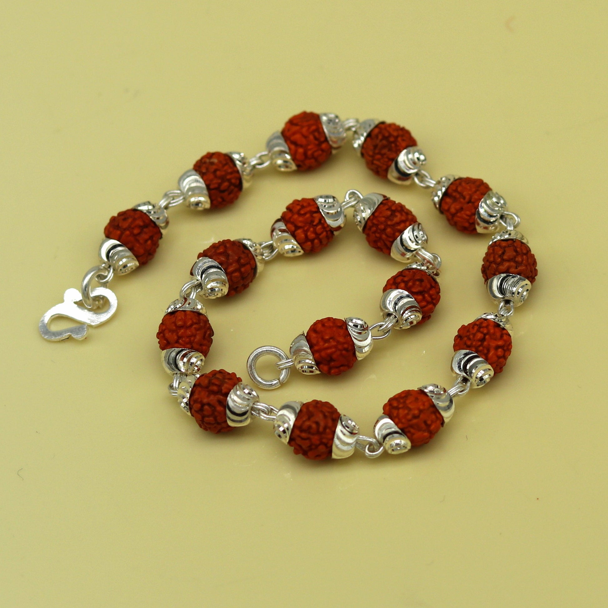 8.2" long handmade gorgeous Rudraksha beads bracelet, excellent customized gifting personalized unisex jewelry from india sbr197 - TRIBAL ORNAMENTS