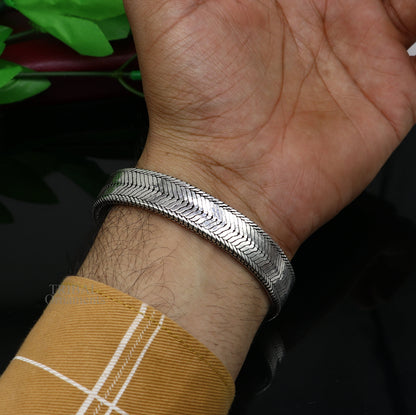 Sterling silver snake chain belt bracelet for men, stylish vintage design, tribal ornaments jewelry, customizable gift wrist accessory