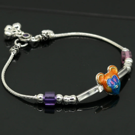 8.5" handmade solid silver customized design ankle bracelet, excellent personalized gifting kids girls anklets belly dance jewelry nank201 - TRIBAL ORNAMENTS