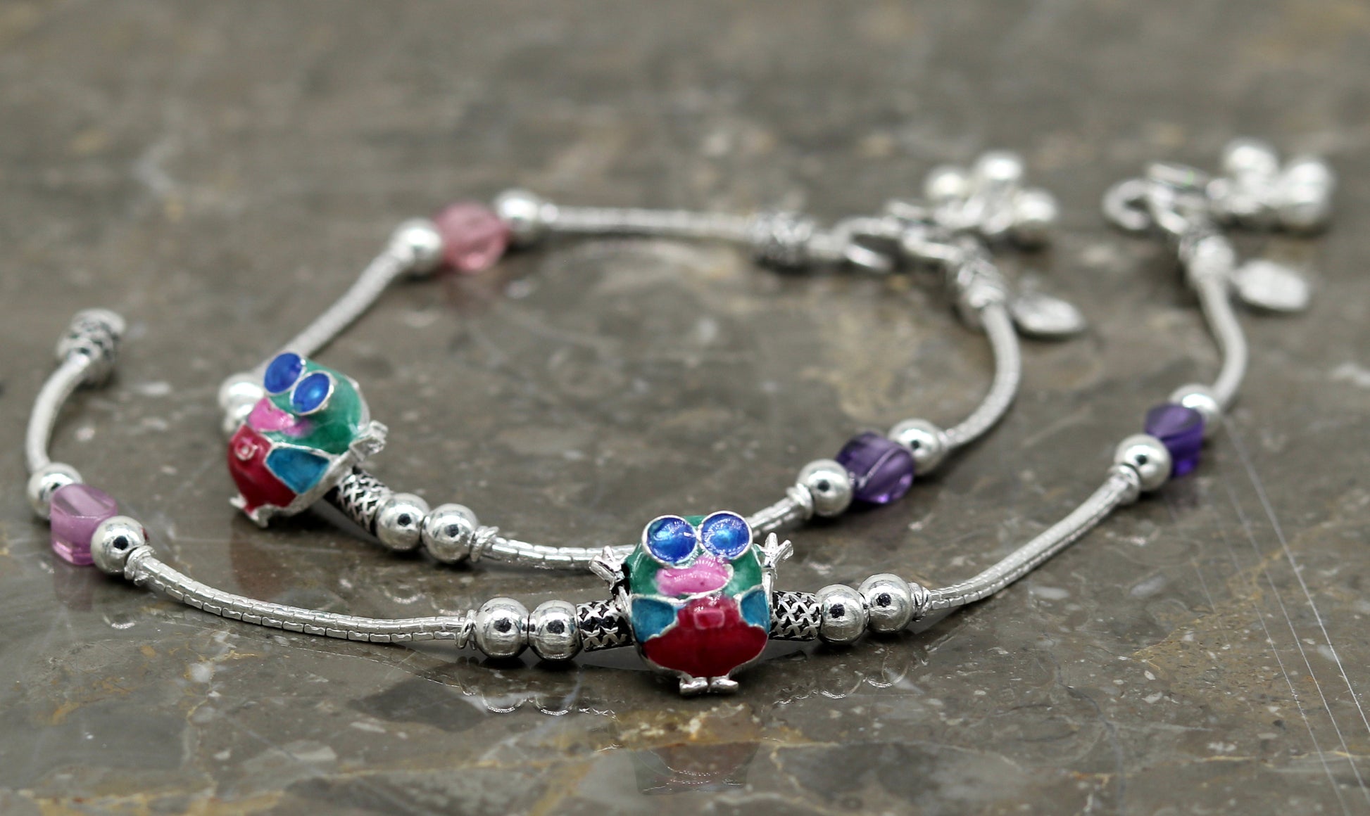 8.5" handmade solid silver customized design ankle bracelet, excellent personalized gifting kids girls anklets belly dance jewelry nank199 - TRIBAL ORNAMENTS