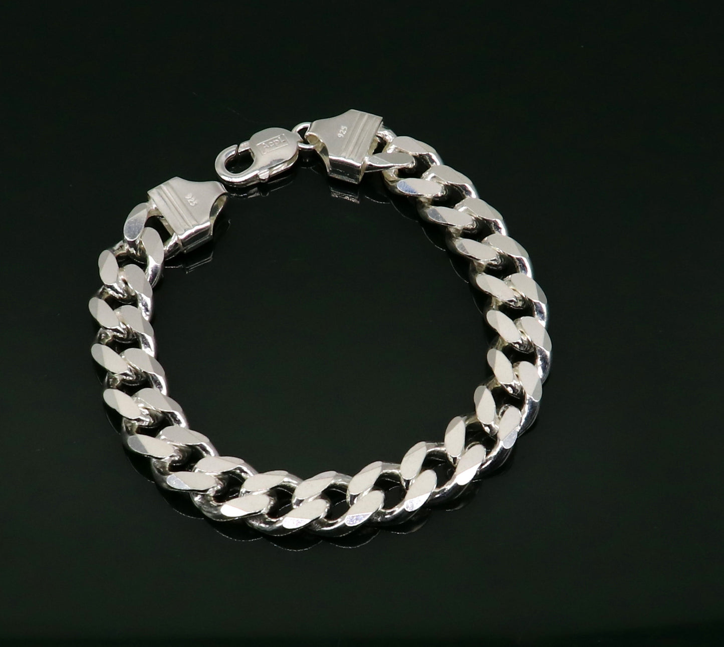 8.5 inches solid 925 Sterling silver customized Indian made plain curb link men's bracelet gorgeous designer jewelry for men's nsbr283 - TRIBAL ORNAMENTS