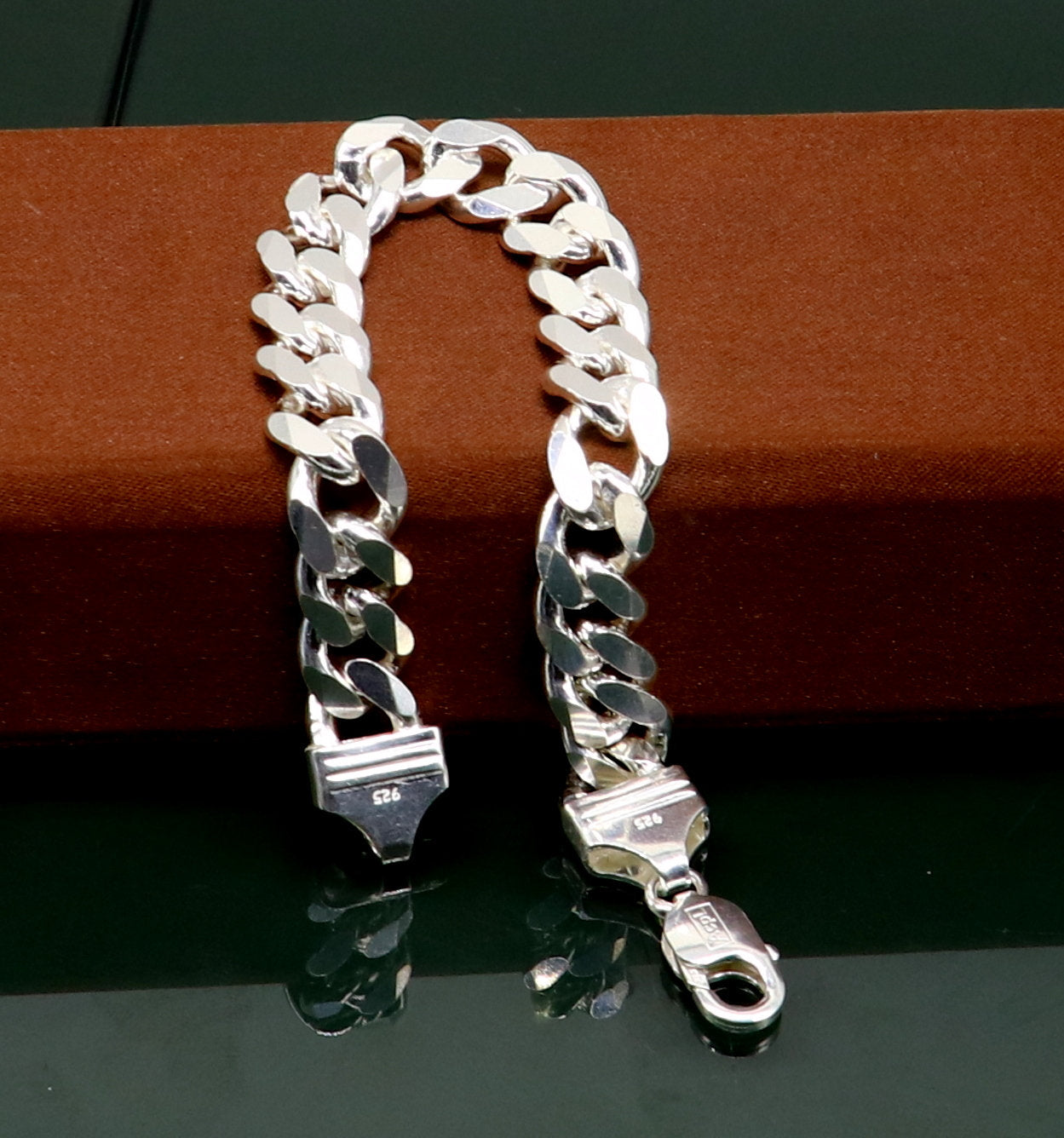 8.5 inches solid 925 Sterling silver customized Indian made plain curb link men's bracelet gorgeous designer jewelry for men's nsbr283 - TRIBAL ORNAMENTS