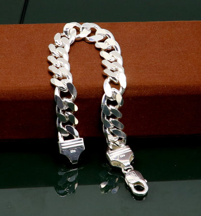 Solid 925 Sterling silver men's curb link bracelet by TRIBAL ORNAMENTS, customized and designer-crafted Indian jewelry.