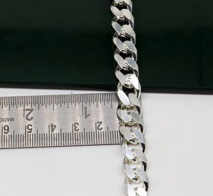 Solid 925 Sterling silver men's curb link bracelet by TRIBAL ORNAMENTS, customized, plain design, Indian-made, stylish jewelry.