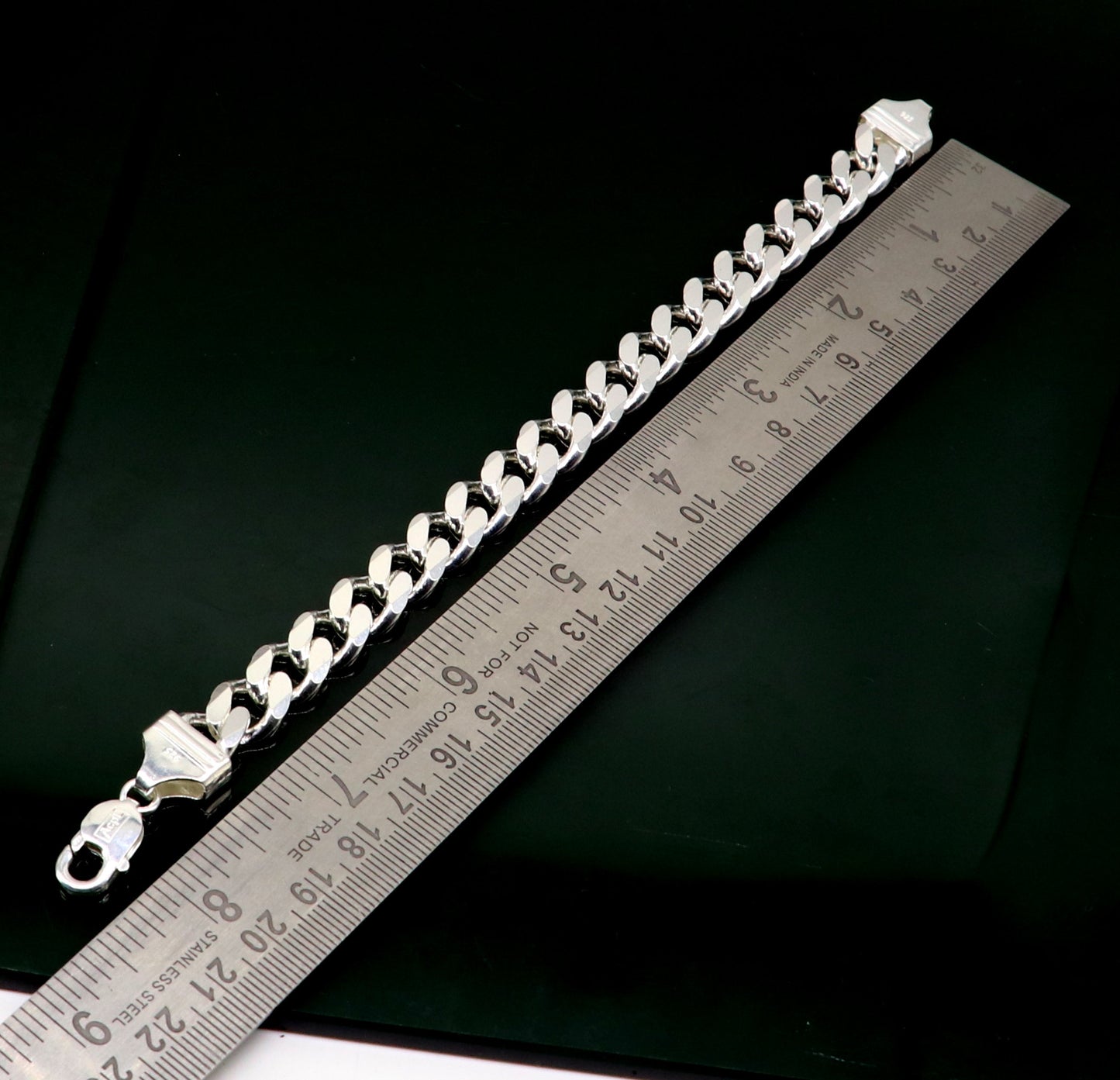 8.5 inches solid 925 Sterling silver customized Indian made plain curb link men's bracelet gorgeous designer jewelry for men's nsbr283 - TRIBAL ORNAMENTS