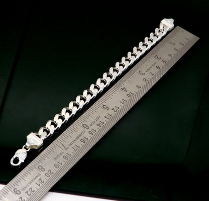 Solid 925 sterling silver men's curb link bracelet by Tribal Ornaments, customizable, Indian-made designer jewelry for men.
