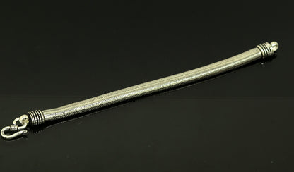 8.5" solid 925 sterling silver handmade snake chain heavy customized D shape half round design bracelet, personalized gifting jewelry sbr202 - TRIBAL ORNAMENTS