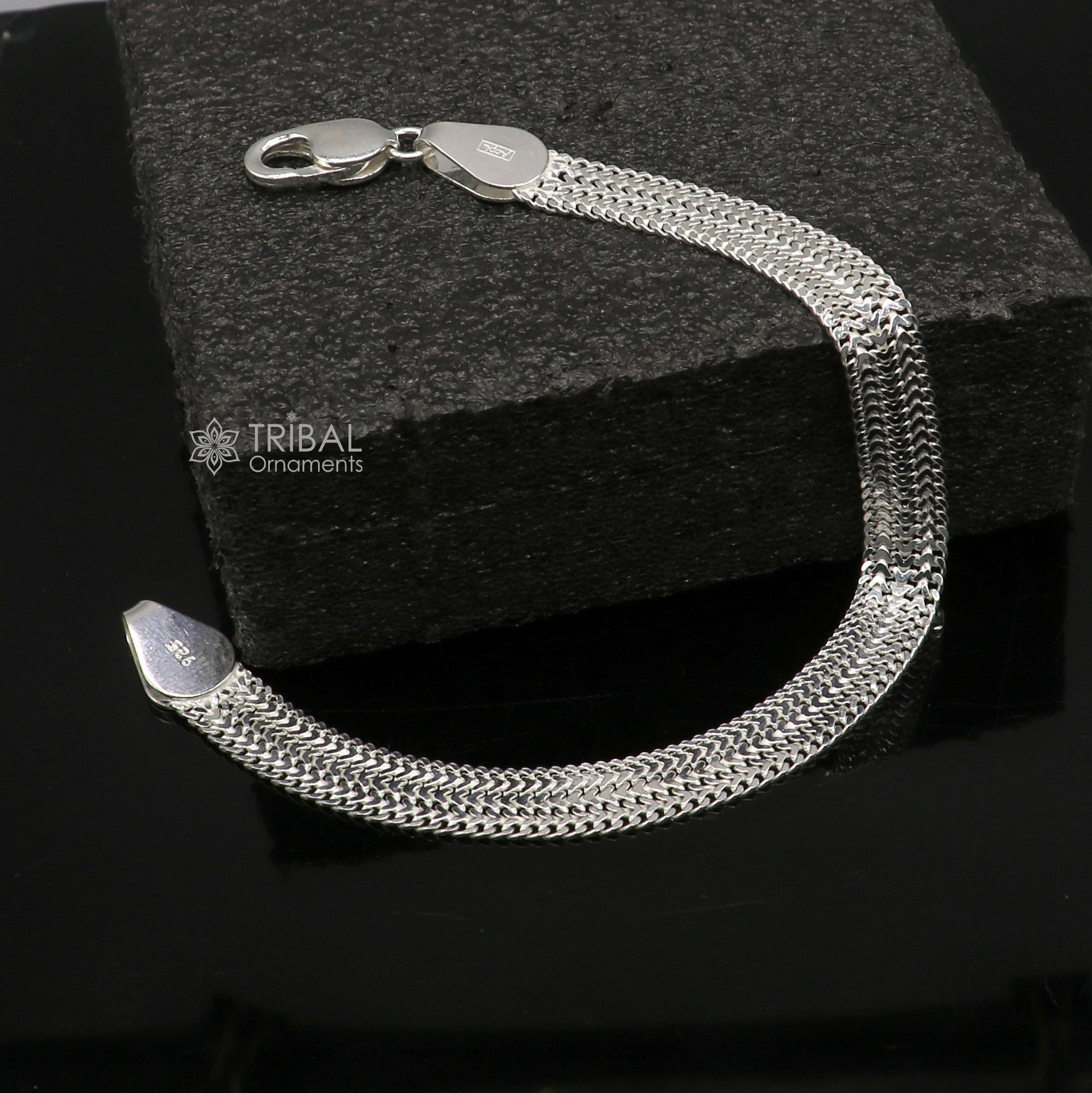 9mm Vintage design pure 925 sterling silver handmade amazing wheat chain flexible unisex bracelet jewelry from Rajasthan india sbr722 - TRIBAL ORNAMENTS