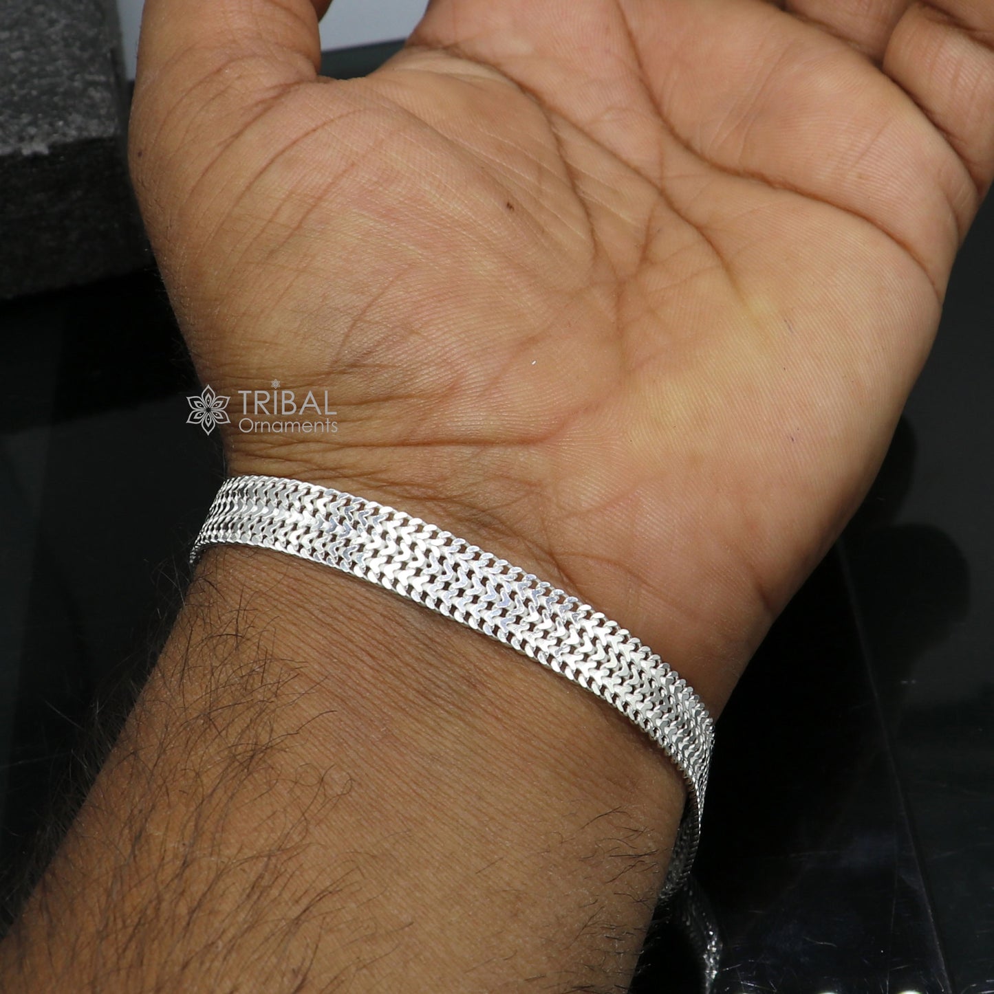 9mm Vintage design pure 925 sterling silver handmade amazing wheat chain flexible unisex bracelet jewelry from Rajasthan india sbr722 - TRIBAL ORNAMENTS