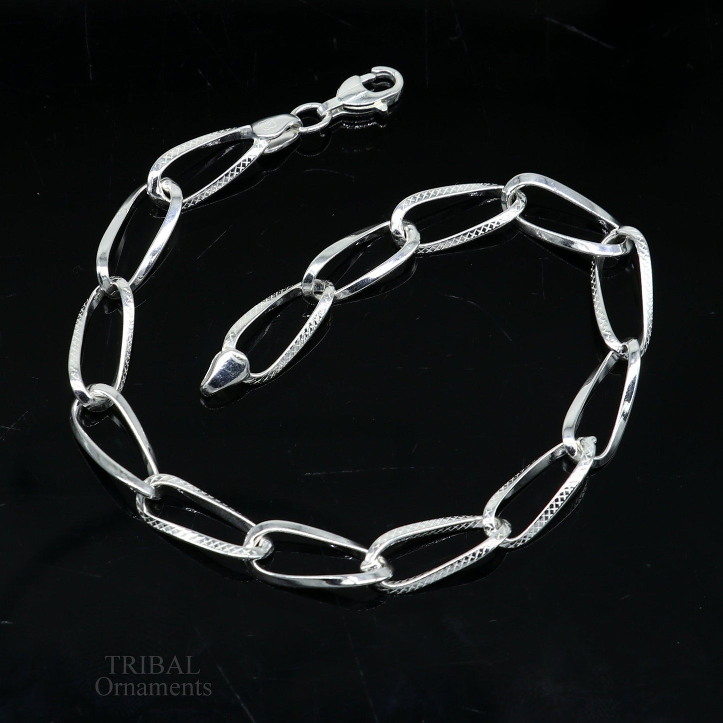 8" girl's bracelet 925 sterling silver handmade new fancy stylish solid chain bracelet, stylish bracelet  gifting elegant jewelry nsbr531 - TRIBAL ORNAMENTS