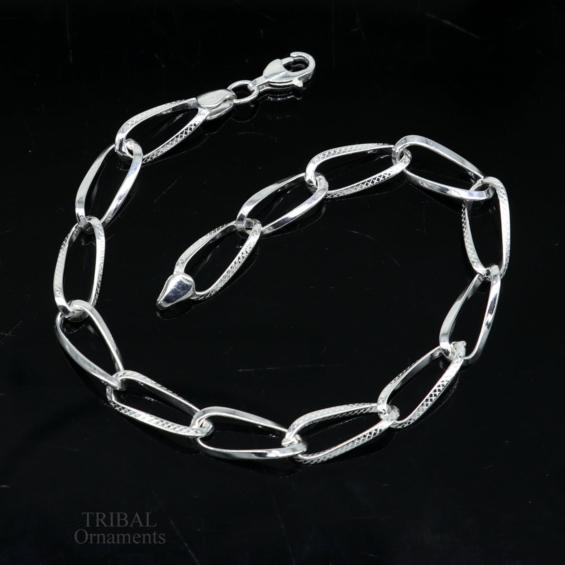 8" girl's bracelet 925 sterling silver handmade new fancy stylish solid chain bracelet, stylish bracelet  gifting elegant jewelry nsbr531 - TRIBAL ORNAMENTS