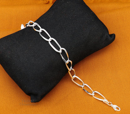 Sterling silver trendy chain bracelet by TRIBAL ORNAMENTS, featuring a stylish handmade design for elegant jewelry gifting.