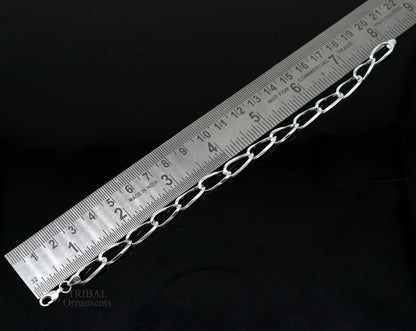 Stylish 925 sterling silver solid chain bracelet with intricate handmade design, perfect for elegant jewelry gifting.