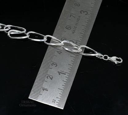 Stylish 925 sterling silver chain bracelet with intricate handmade design, perfect for elegant jewelry gifting.