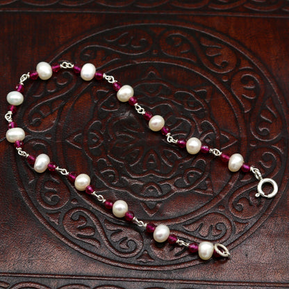 8" inches 925 sterling silver handmade customized beaded bracelet, excellent natural pearl unisex bracelet gifting jewelry for gir's nsbr187 - TRIBAL ORNAMENTS