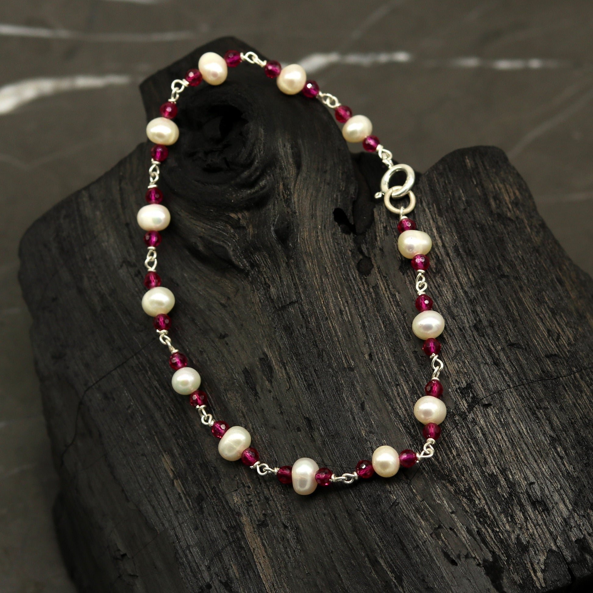 8" inches 925 sterling silver handmade customized beaded bracelet, excellent natural pearl unisex bracelet gifting jewelry for gir's nsbr187 - TRIBAL ORNAMENTS