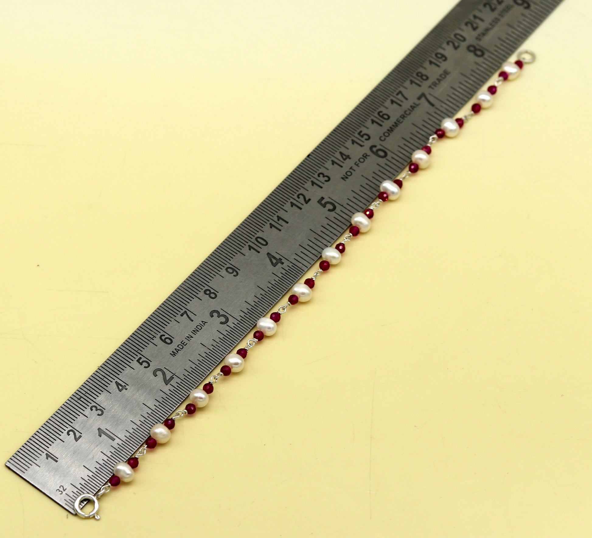 8" inches 925 sterling silver handmade customized beaded bracelet, excellent natural pearl unisex bracelet gifting jewelry for gir's nsbr187 - TRIBAL ORNAMENTS