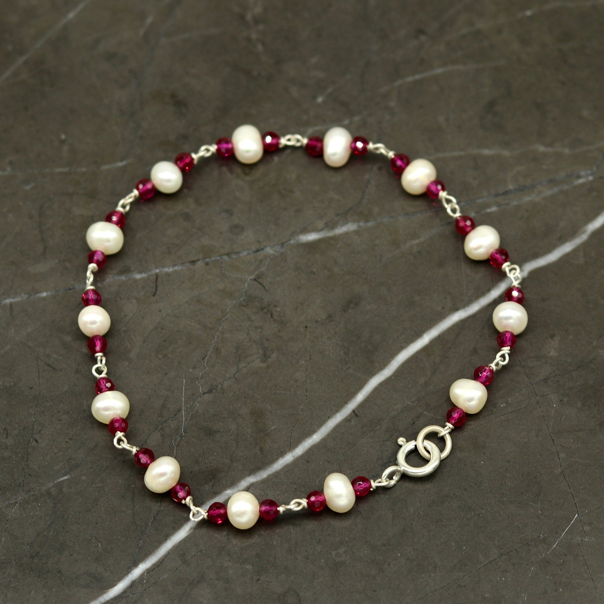 8" inches 925 sterling silver handmade customized beaded bracelet, excellent natural pearl unisex bracelet gifting jewelry for gir's nsbr187 - TRIBAL ORNAMENTS