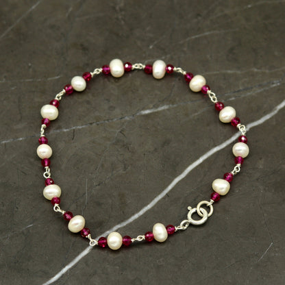 8" inches 925 sterling silver handmade customized beaded bracelet, excellent natural pearl unisex bracelet gifting jewelry for gir's nsbr187 - TRIBAL ORNAMENTS
