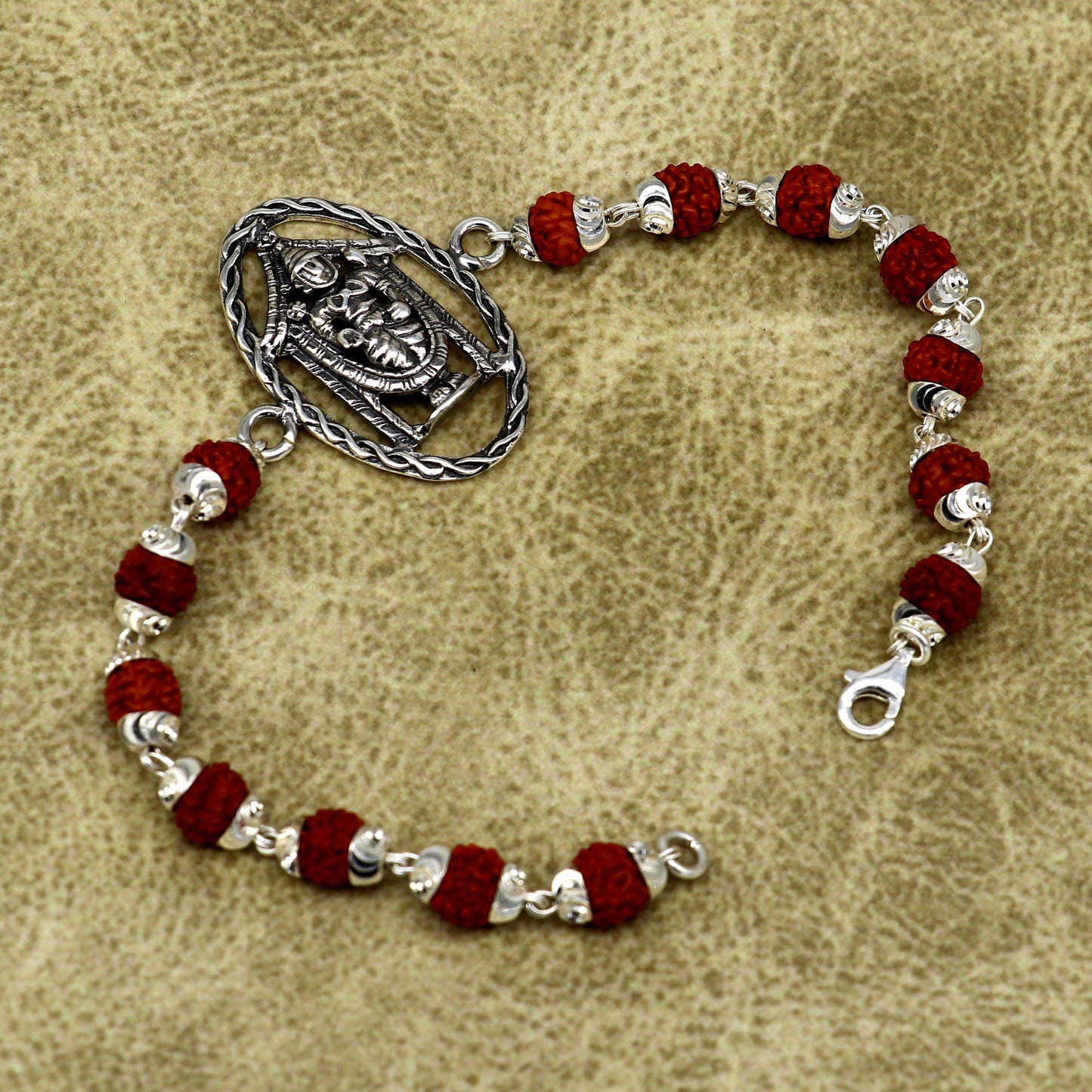 8" inches long handmade solid 925 sterling silver custom Tirupati Balaji design Rakhi Bracelet, special personalized Rakshabandhan gift rk10 - TRIBAL ORNAMENTS