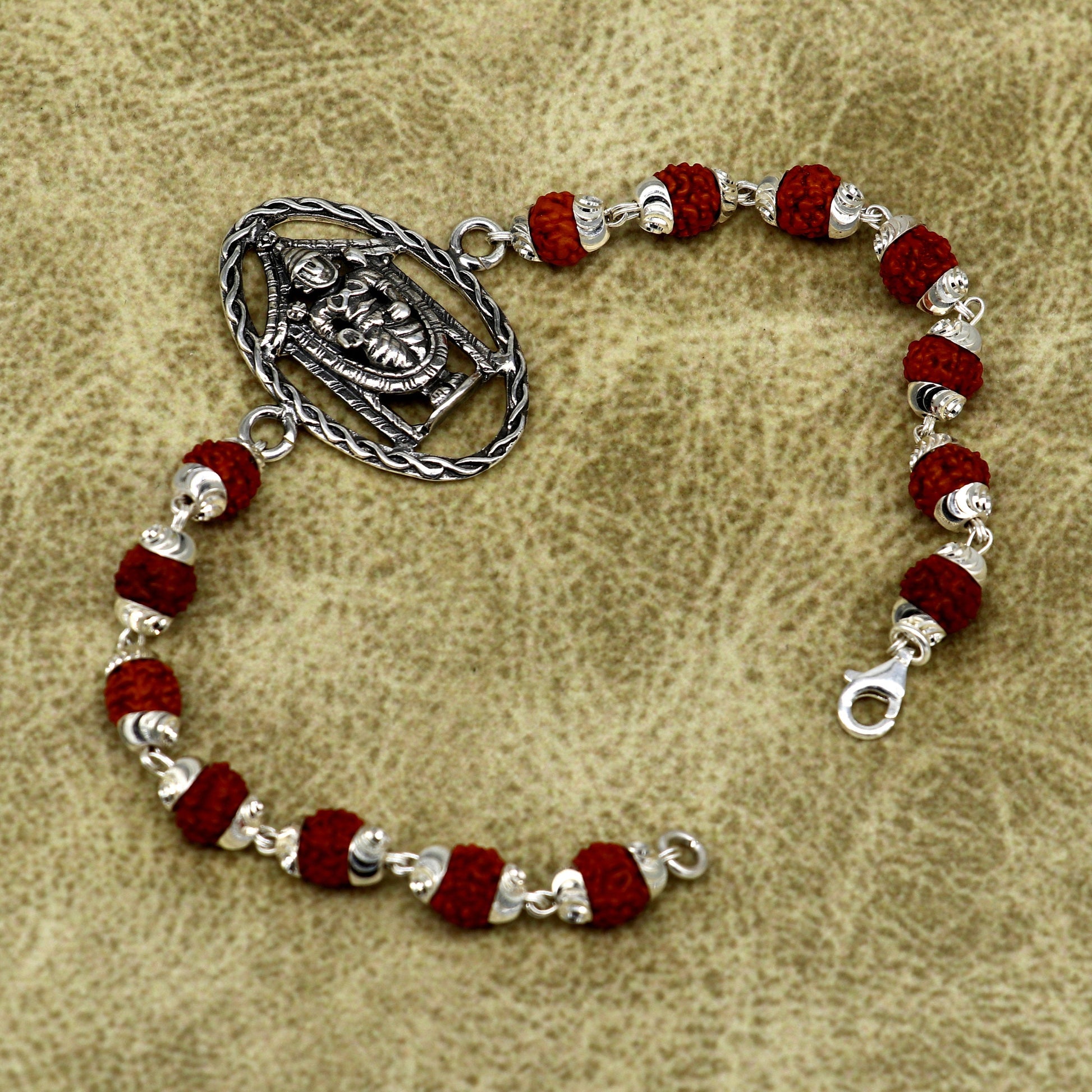 8" inches long handmade solid 925 sterling silver custom Tirupati Balaji design Rakhi Bracelet, special personalized Rakshabandhan gift rk10 - TRIBAL ORNAMENTS