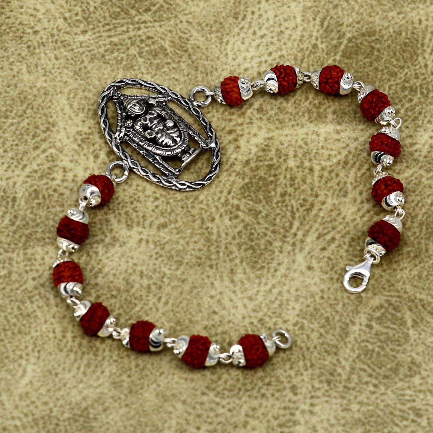 8" inches long handmade solid 925 sterling silver custom Tirupati Balaji design Rakhi Bracelet, special personalized Rakshabandhan gift rk10 - TRIBAL ORNAMENTS