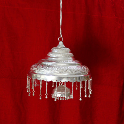 8" wide Vintage style sterling Silver double steps chattar or chhatra, silver umbrella temple article temple decorative utensils su666 - TRIBAL ORNAMENTS