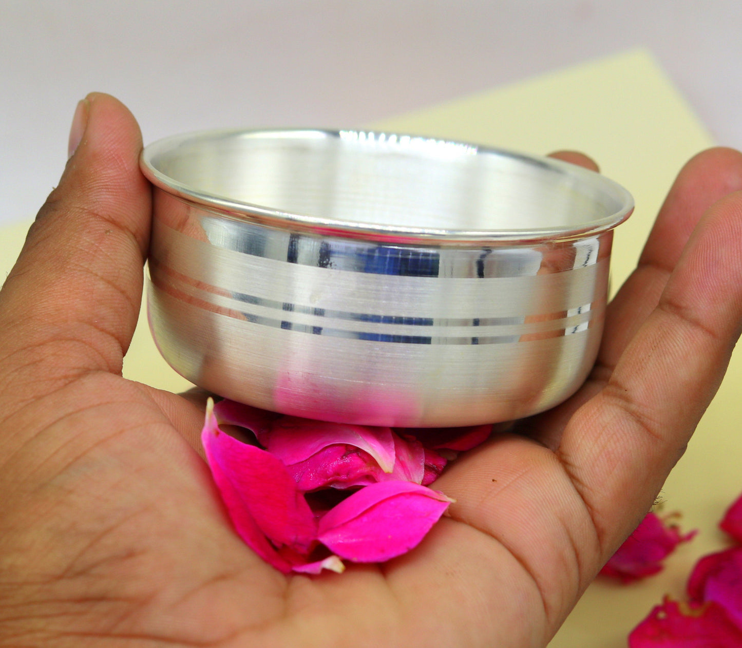 8cm wide 999 pure sterling silver handmade solid silver bowl, silver has antibacterial properties, keep stay healthy, silver vessels sv50 - TRIBAL ORNAMENTS